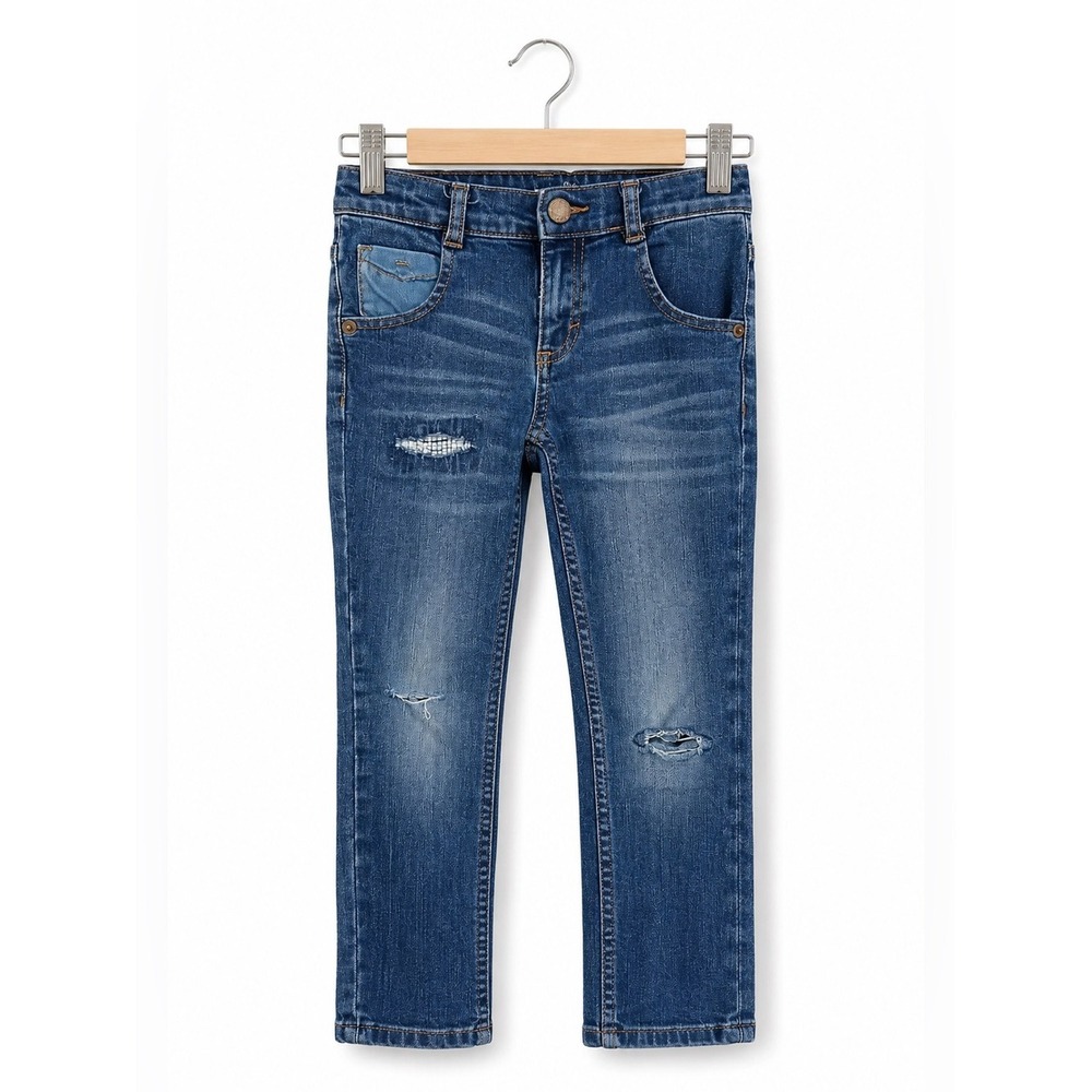 Genuine Kids Boys Jeans Size 4T Distressed Blue Denim Skinny Adjustable Waist